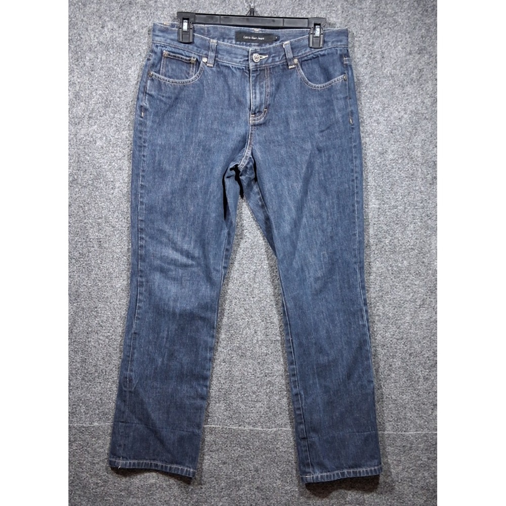 Calvin Klein Jeans Womens Size 8 Medium Wash Straight Leg 100% Cotton Blue Denim